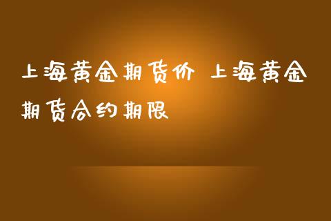 上海黄金期货价 上海黄金期货合约期限